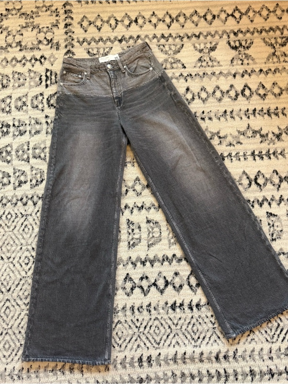 rag & bone Wide-Leg Jeans — Washed Gray